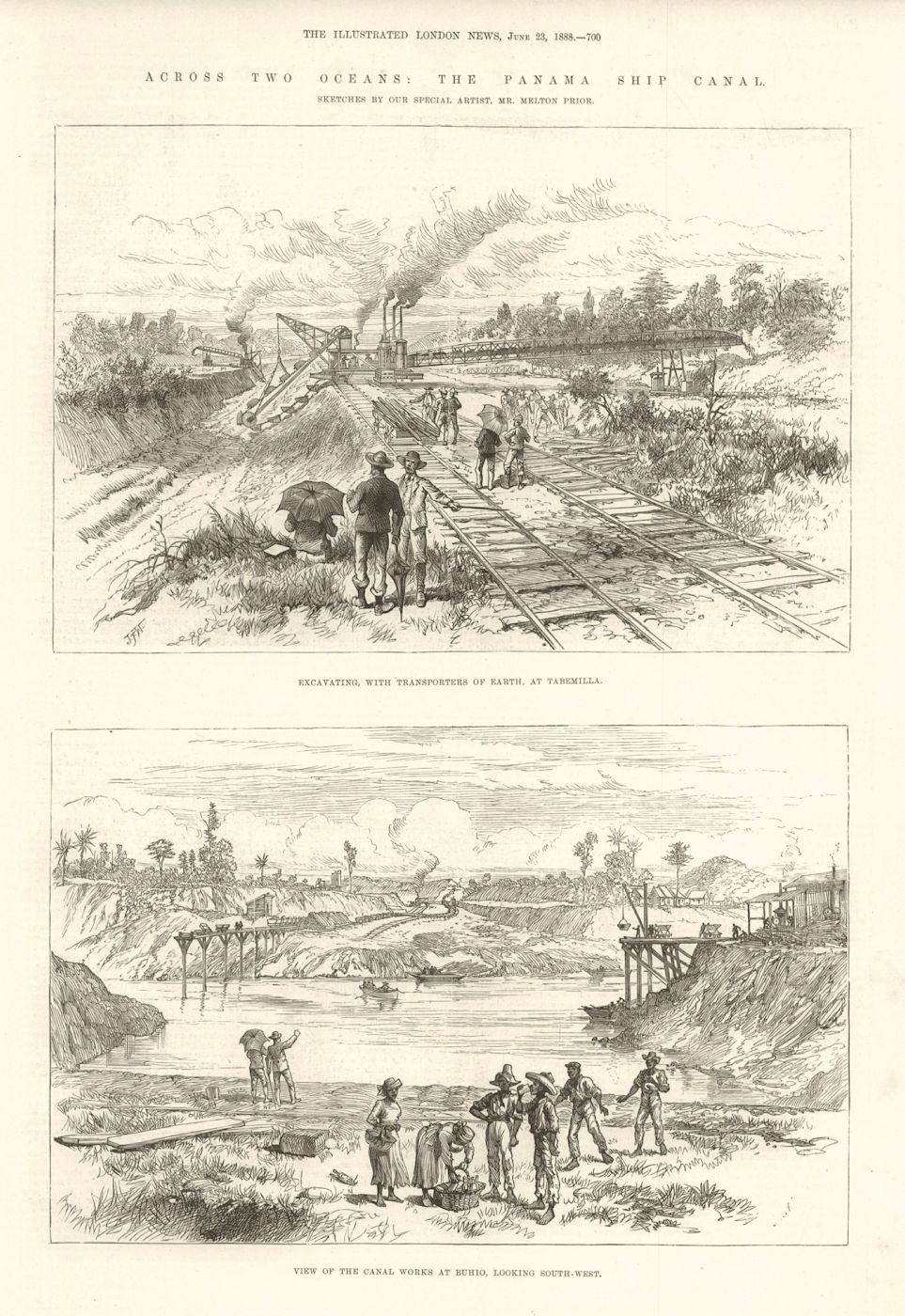 Panama Canal construction. Excavating earth at Tabemilla. Buhio works 1888